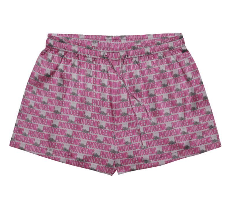 Bold Logo Print Pyjama Shorts - Mulberry