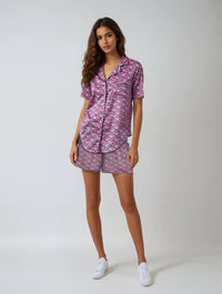 Bold Logo Print Pyjama Shorts - Mulberry