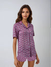 Bold Logo Print Pyjama Shorts - Mulberry
