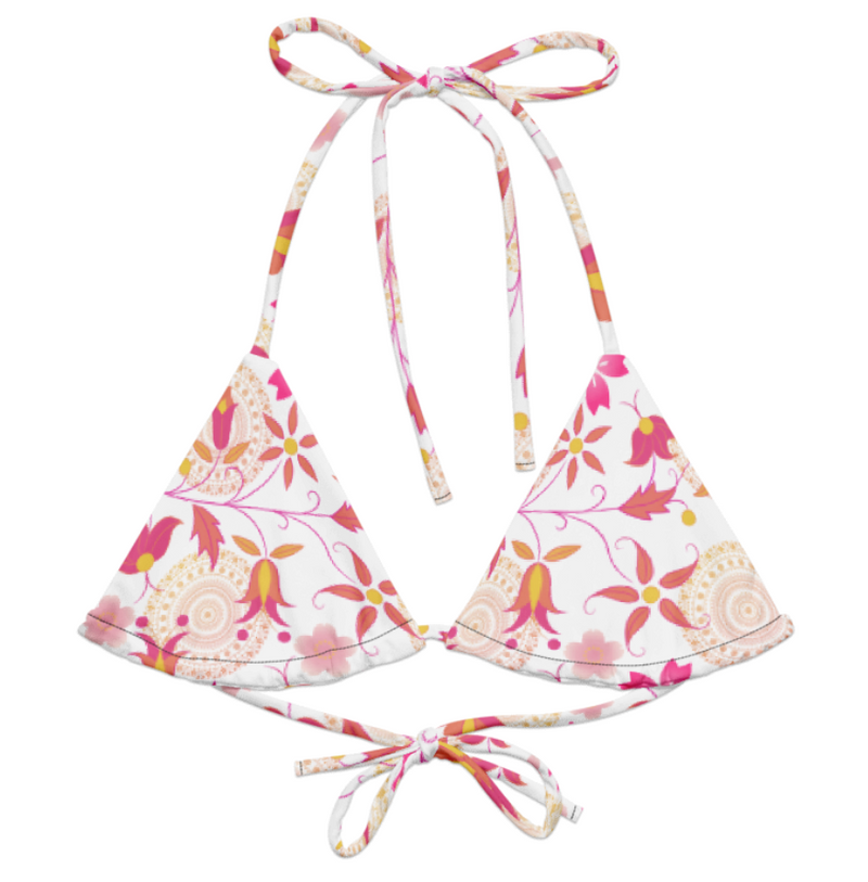 Beau Fleur Halter Neck Bikini Top - White