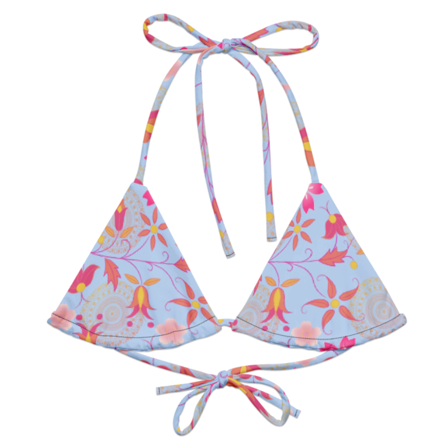 Beau Fleur Halter Neck Bikini Top - Powder Blue