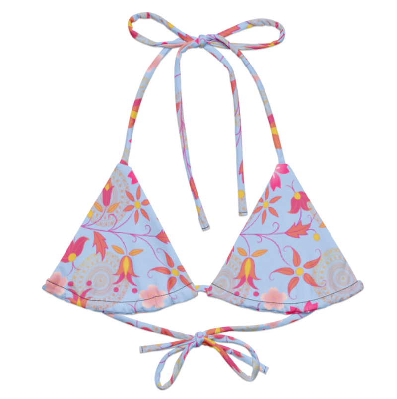 Beau Fleur Halter Neck Bikini Top - Powder Blue