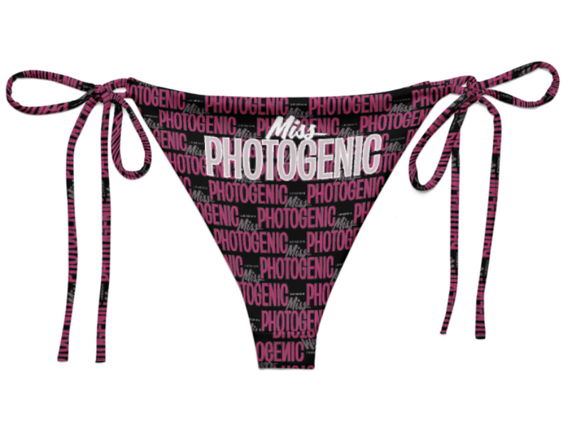 Miss Photogenic Bold Logo Print bikini bottom - Berry