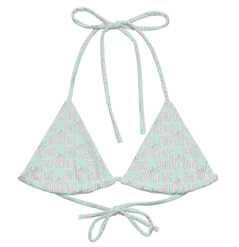 Miss Photogenic Logo Print Bikini Top - Mint