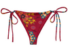 Exotic Flower Logo Print Bikini Bottom - Wine