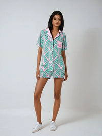 Miss Photogenic Brand Pattern Pyjama Shorts - Mint
