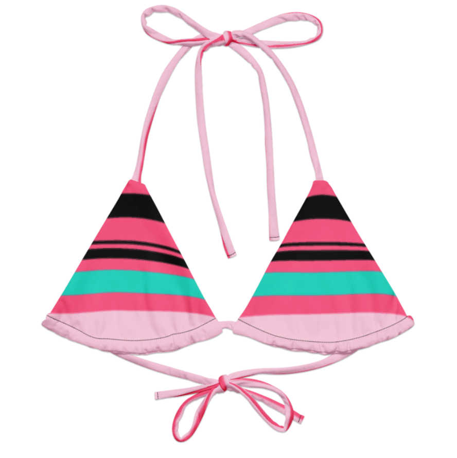 Stripe Halter Neck Bikini Top