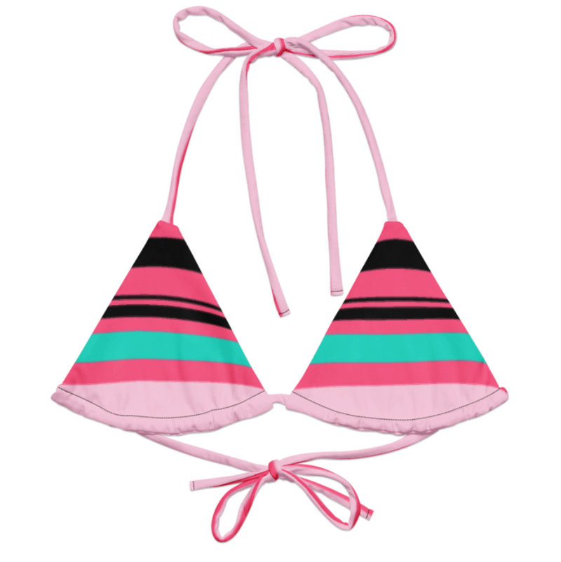 Stripe Halter Neck Bikini Top