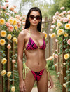 Miss Photogenic Pattern Print Bikini Bottom - Cerise