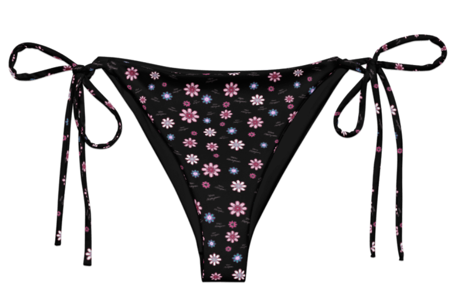 Ditzy Flower Logo Print Bikini Bottom - Black