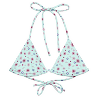 Ditzy Flower Logo Print Bikini Top - Aqua