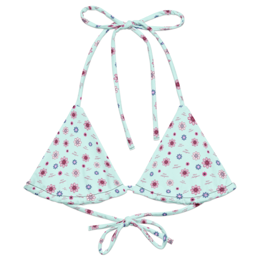 Ditzy Flower Logo Print Bikini Top - Aqua