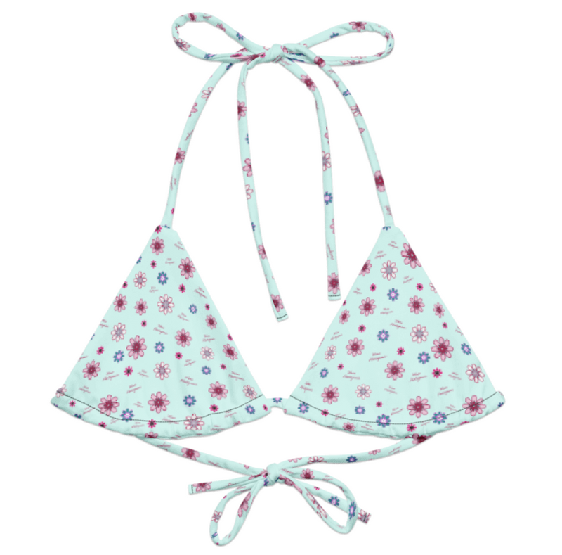 Ditzy Flower Logo Print Bikini Top - Aqua