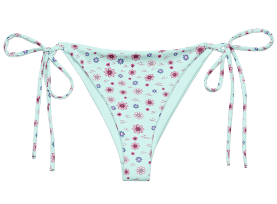 Ditzy Flower Logo Print Bikini Bottom - Aqua