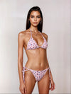 Ditsy Flower Logo Print Bikini Top - Blush