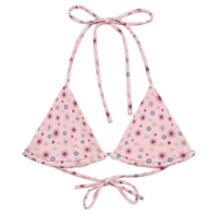 Ditsy Flower Logo Print Bikini Top - Blush