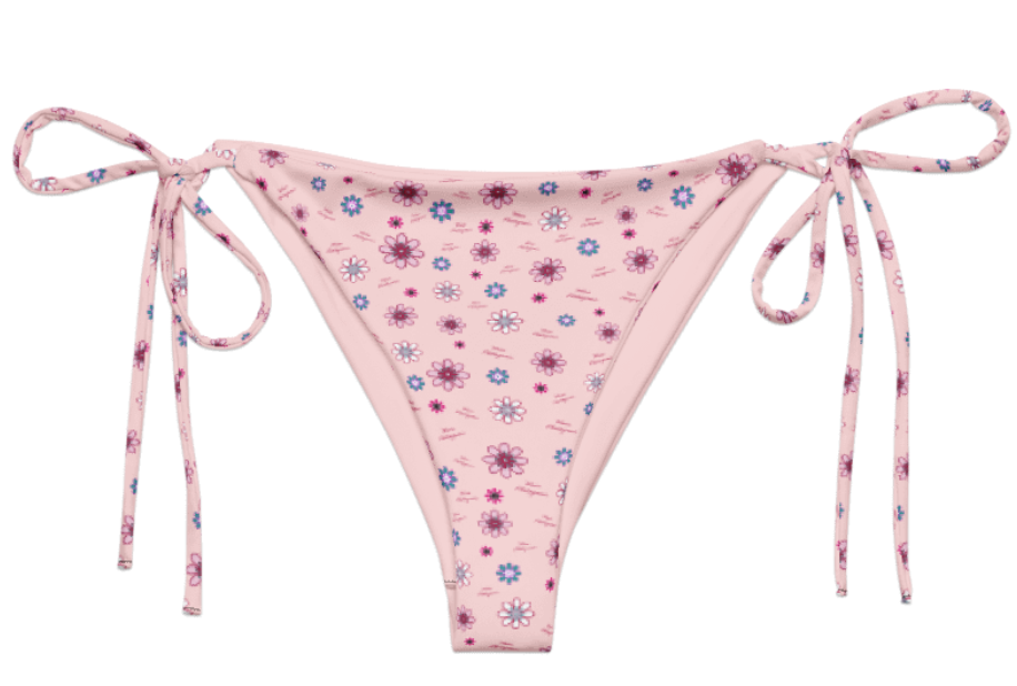 Ditsy Flower Logo Print Bikini Bottom - Blush