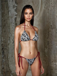 Miss Photogenic Pattern Print Bikini Top - Monochrome