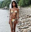 Exotic Flower Logo Print Bikini Top