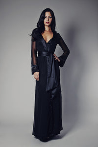 Midnight Breeze Black Embellished Robe (GOLD Collection), Robes - Miss Photogenic