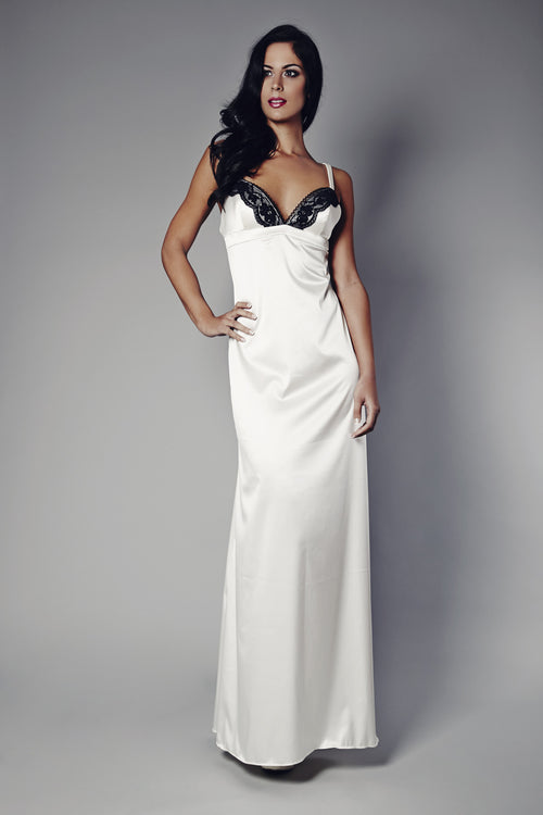 Ivory Whispers, Ebony Secrets Ivory and Black Nightgown (GOLD Collection), Nightgowns - Miss Photogenic