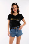 Black Gold Glitter & Foil Oversized T Shirt