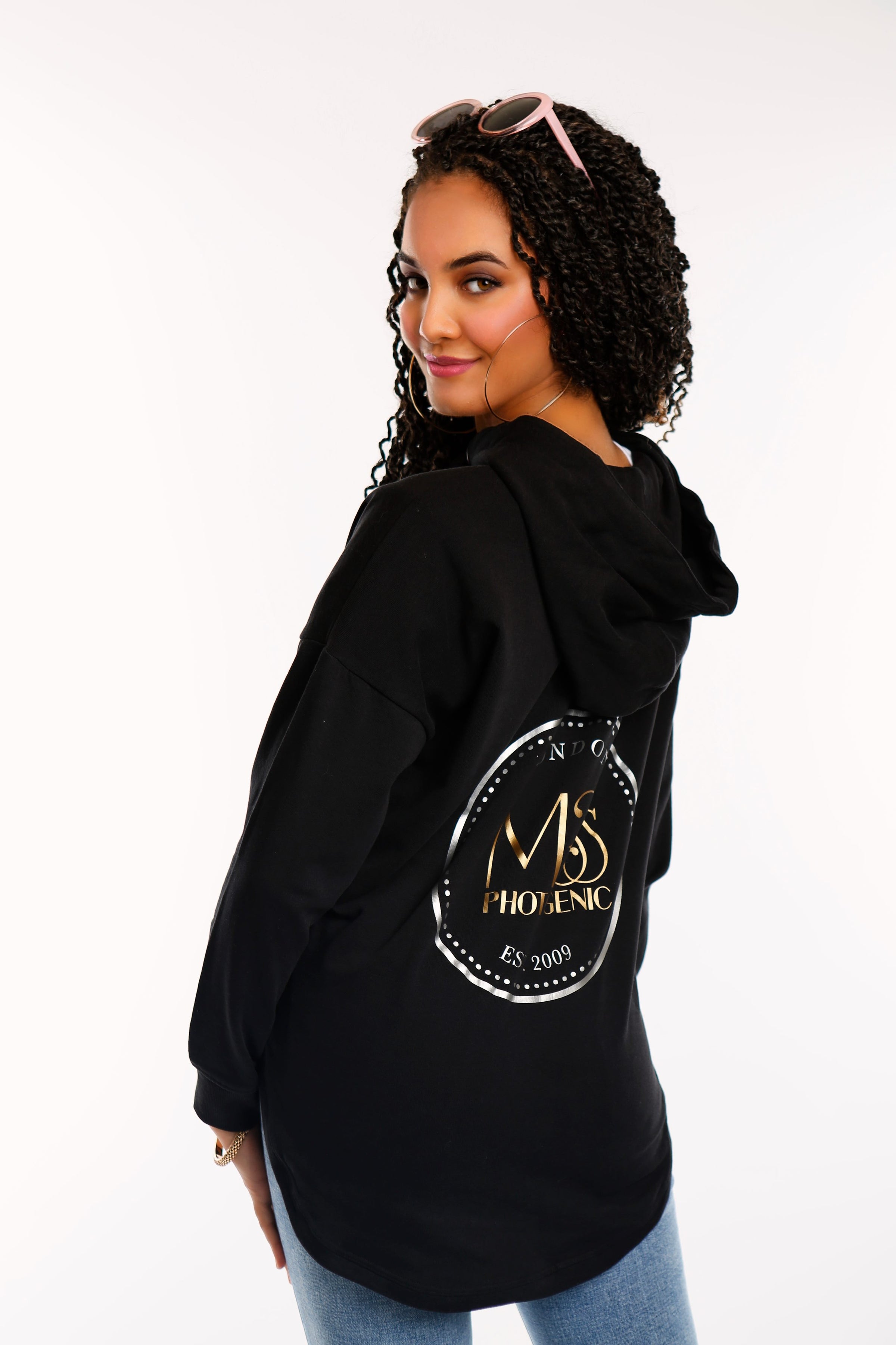 Black Oversized Miss London Hoodie