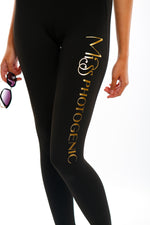 Black Miss Photogenic® Gold Foil Logo Leggings, leggings - Miss Photogenic